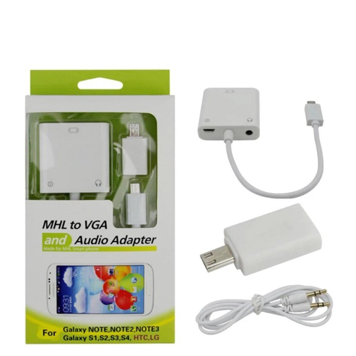 Cáp Micro USB MHL to VGA TV Video Adapter âm thanh hỗ trợ điện thoại Samsung Note4 / 3/2 S3 / S4 / S5