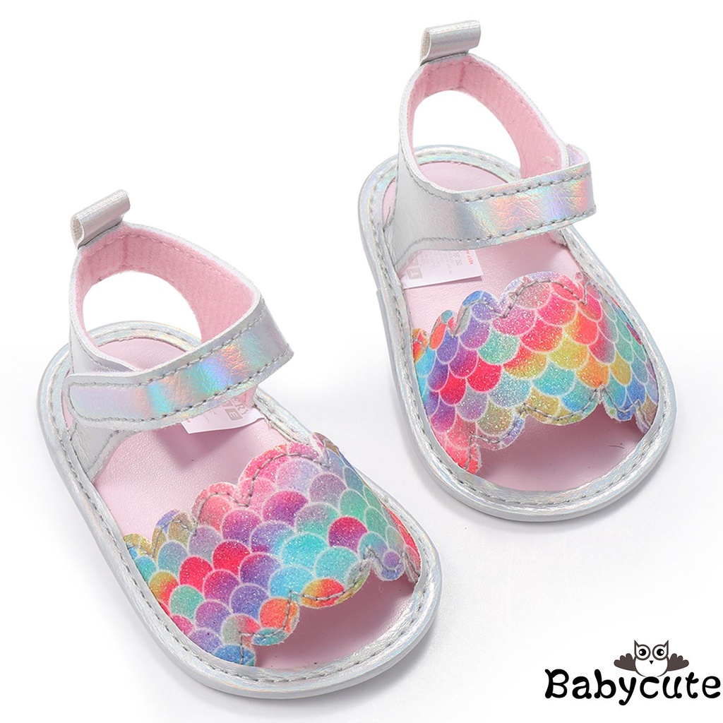 Giày sandal Tập Đi Chống Trượt Họa Tiết Vảy Cá cho trẻ em 3-9 Tháng Tuổi
