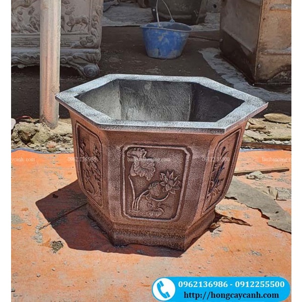 Chậu Xi Măng Lục Giác 48cm II Chậu Trồng Cây