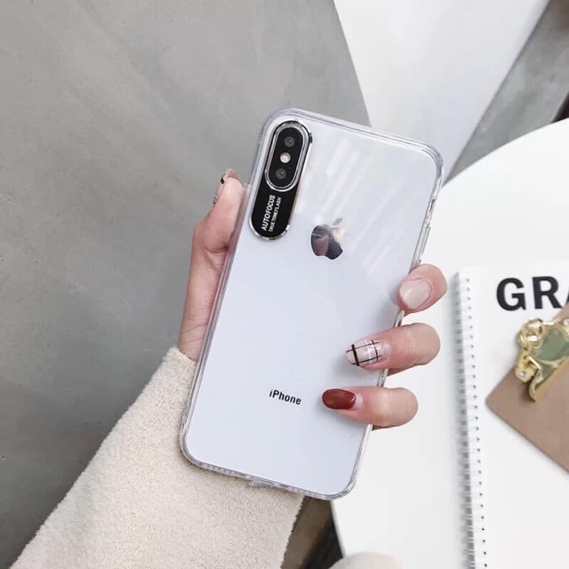 Ốp lưng Iphone lens autofocus dẻo có khung bảo vệ camera vs popsockets
