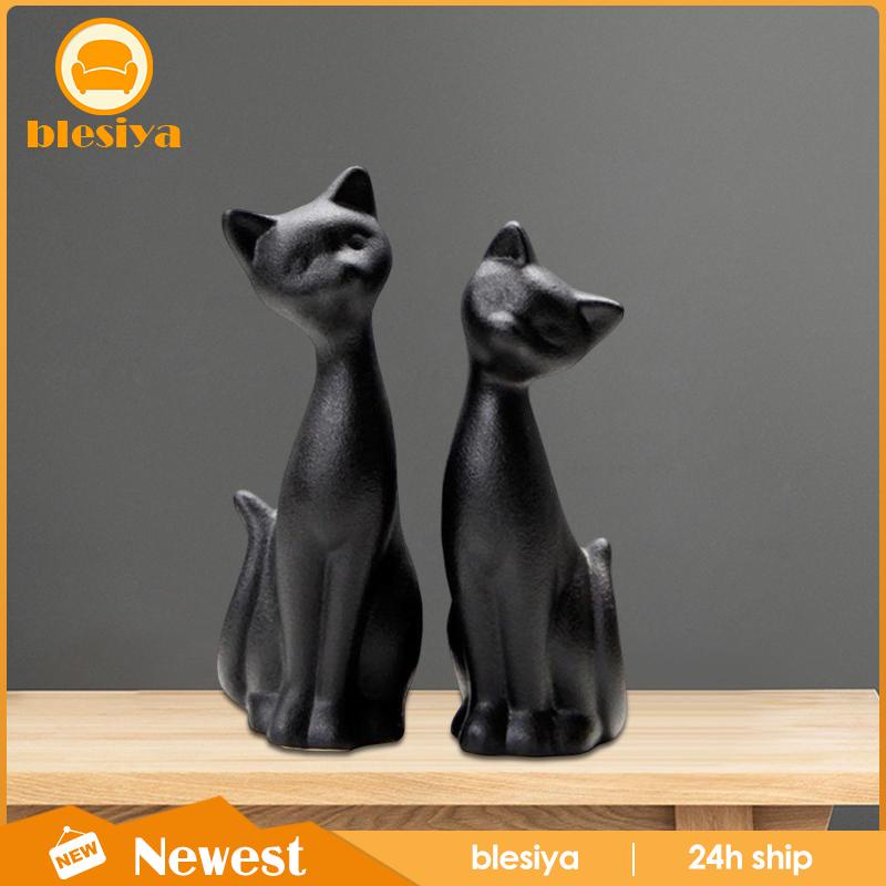 [Blesiya] Set 2 Tượng Mèo Con Trang Trí Kệ Sách Hiện Đại