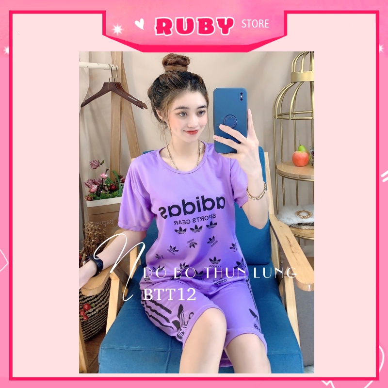 Đồ bộ nữ mặc nhà kiểu dáng thể thao Free Size Dưới 47KG chất thun mềm mịn ❤ Rubystorevn