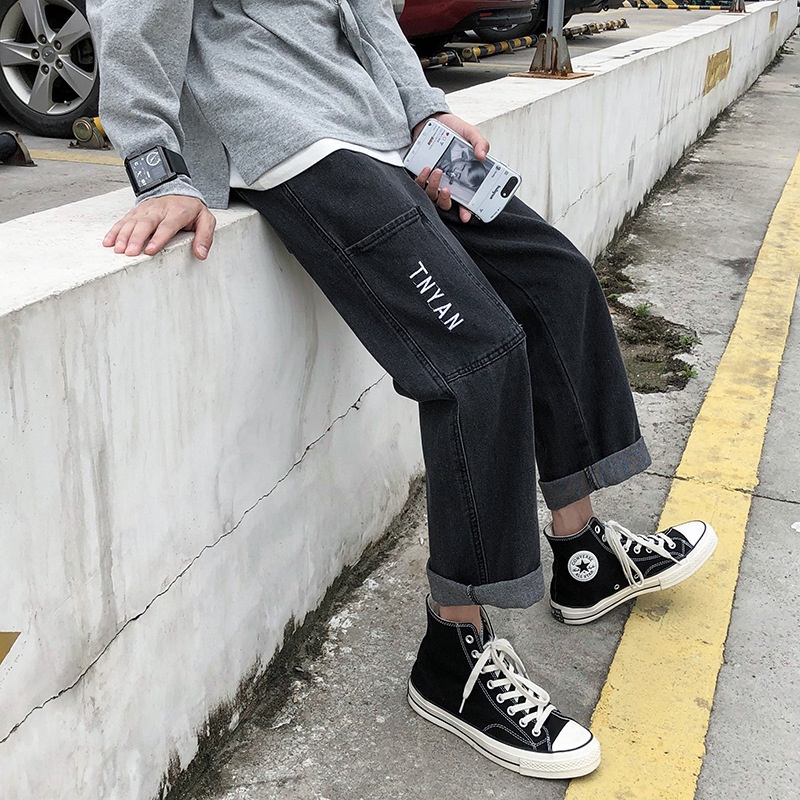 Quần jeans ống suông rộng thời trang mùa xuân hongkong dành cho nam 2021 | BigBuy360 - bigbuy360.vn