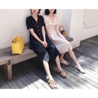 Váy vitage khuy gỗ
