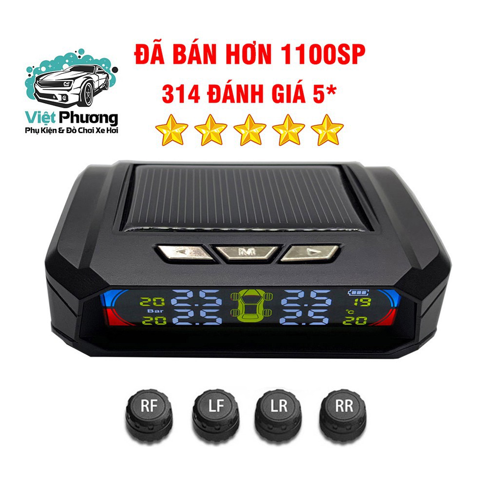 Cảm Biến Áp Suất Lốp Ô Tô TPMS Phiên Bản QUỐC TẾ Màn Hình Màu dùng Năng Lượng Mặt Trời (Loại gắn ngoài van)