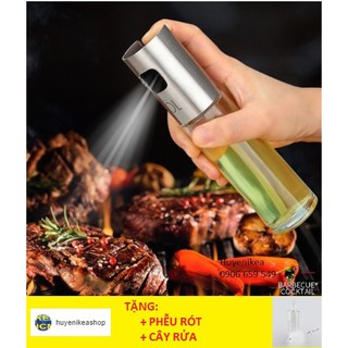 Chai xịt dầu ăn thủy tinh ❤️FREE SHIP❤️ tặng kèm phễu và cây rửa