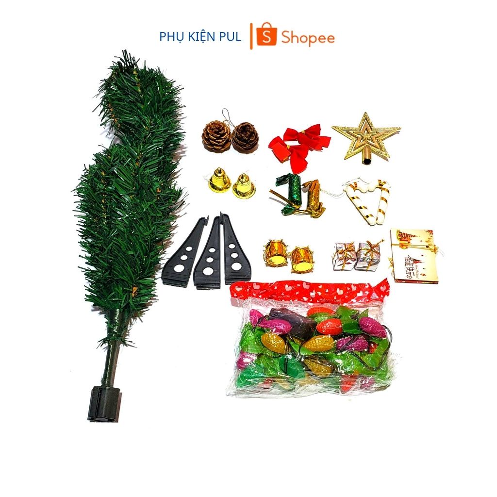 Cây thông noel 60cm mini để bàn nhỏ gọn kèm phụ kiện đẹp trang trí noel trong nhà văn phòng quà tặng giáng sinh