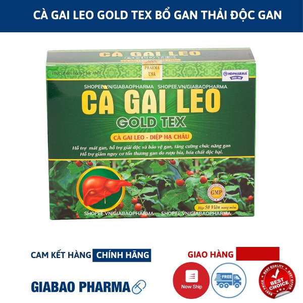 Bổ gan Cà Gai Leo GOLDTEX bảo vệ gan ,giải độc gan , hạ men gan, tăng cường chức năng gan - HỘP 50 viên ( Vỉ )