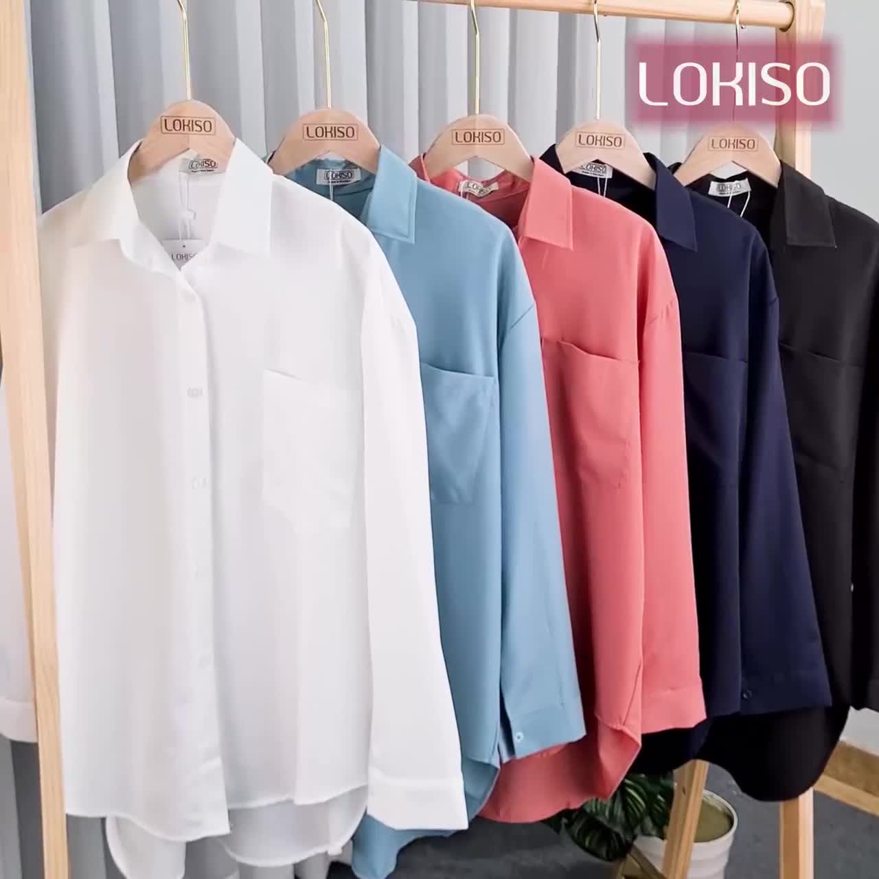 Áo sơ mi nữ form rộng dài tay kiểu công sở đẹp LOKISO SM01 | BigBuy360 - bigbuy360.vn