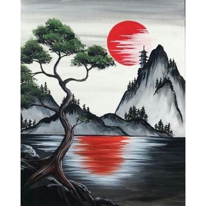 Bộ Tranh Đính Đá 5d Họa Tiết Hoàng Hôn Độc Đáo Kích Thước 30x40cm Diy Dùng Trang Trí Nhà Cửa