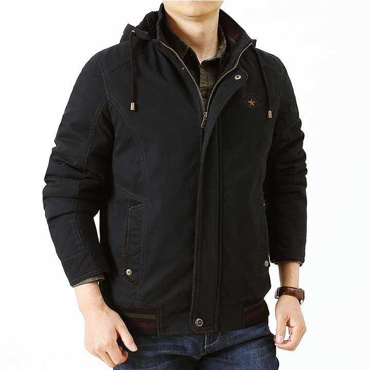 Áo khoác nam vải kaki lót lông dày, mềm, mặc ấm mùa đông - AK2202