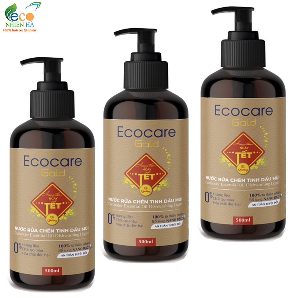 Nước rửa chén ECOCARE 500ml, tinh dầu mùi già hữu cơ, nước rửa bát an toàn trẻ nhỏ
