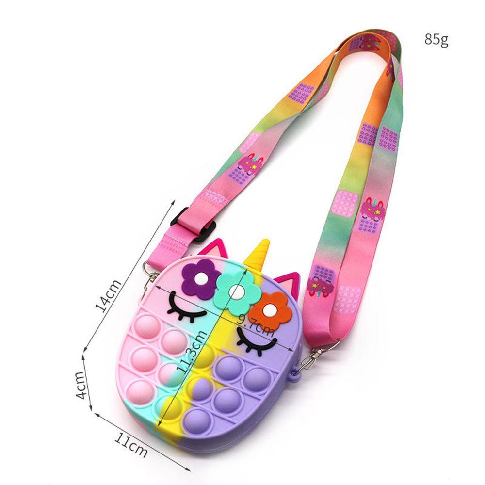 MIHAN1 Girls Unicorn Bag Stress Relief Messenger Bag Coin Purse Fidget Popper Squeeze Toy Decompression Toys Push Bubble Silicone Kids Gifts Handbags/Multicolor