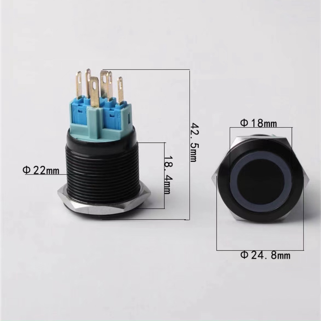Công Tắc Nút Kim Loại 22mm Oxidized Màu Đen 12V 24V 220V Cho Đèn