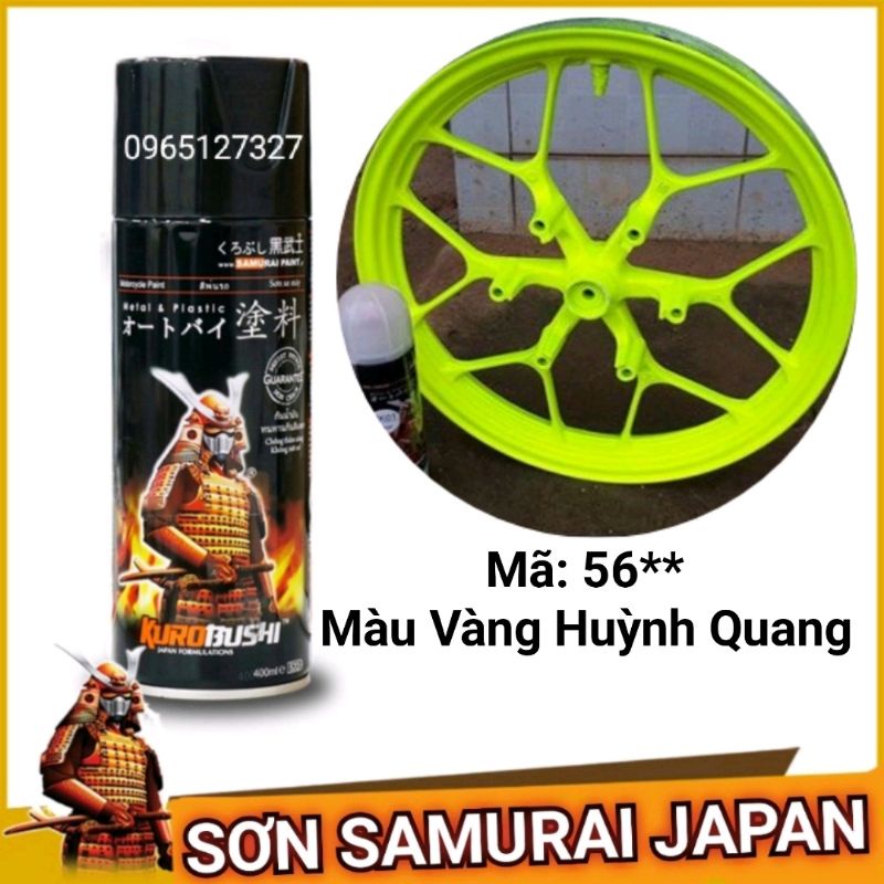 sơn xịt Samurai Japan màu vàng huỳnh quang. Mã 56**