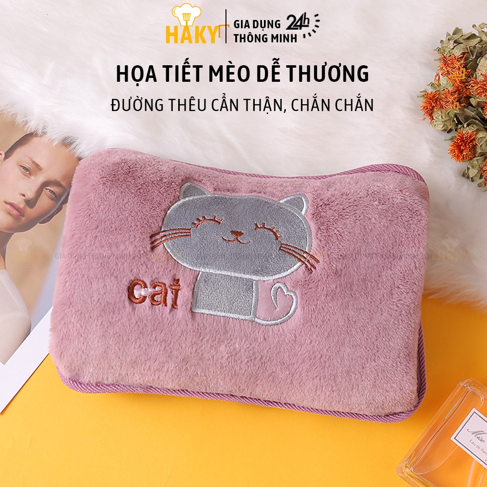 Túi chườm nóng cao cấp sạc điện tự ngắt hình dễ thương HAKY031, túi sưởi nóng lạnh giảm ê buốt chân tay, đau bụng kinh