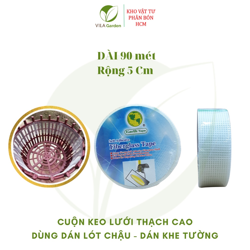 Cuộn Keo Dán Lưới Thạch Cao Dùng Lót Chậu, Tránh Rơi Rớt Giá Thể Dài 90m