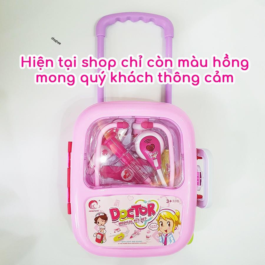 Bộ đồ chơi vali bác sĩ dạng vali kéo dụng cụ có pin, có đèn, âm thanh dành cho các bé muốn chơi trò tập làm bác sĩ