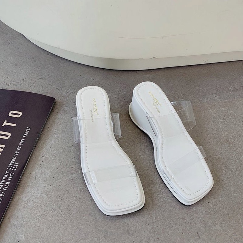 Dép đế xuồng IELGY phối quai trong suốt thời trang cho nữ