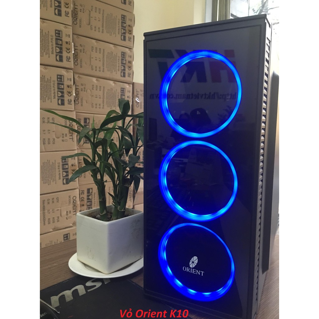 Vỏ case Orient K10 Temper Glass (Mặt kính cường lực) - Sẵn 3 Fan Led siêu đẹp