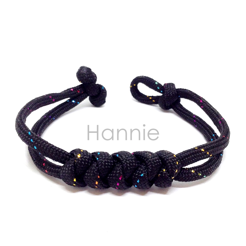 Vòng tay paracord đen kim tuyến - Vòng sinh tồn dây dù 550 7 lõi đeo tay nam nữ handmade