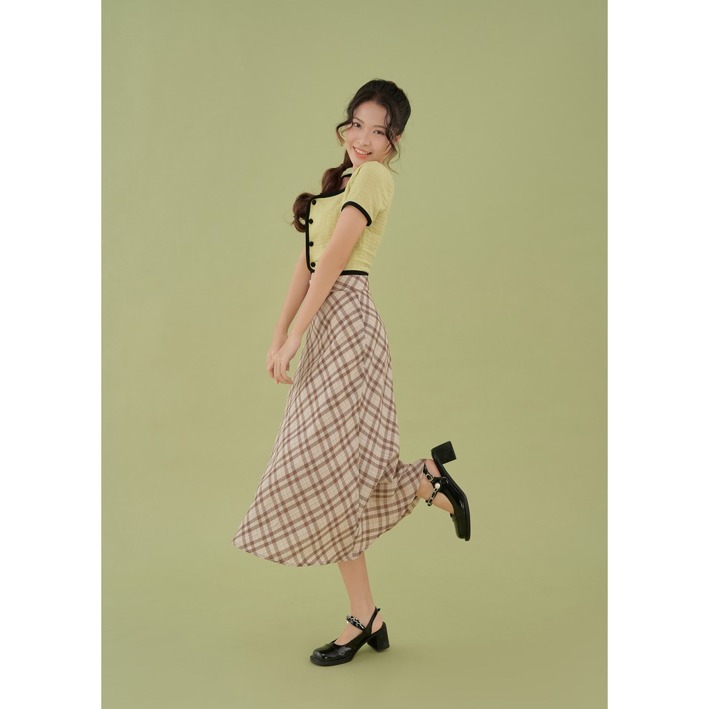 Chân váy xòe xéo dài qua gối Checker Skirt By Gum | BigBuy360 - bigbuy360.vn