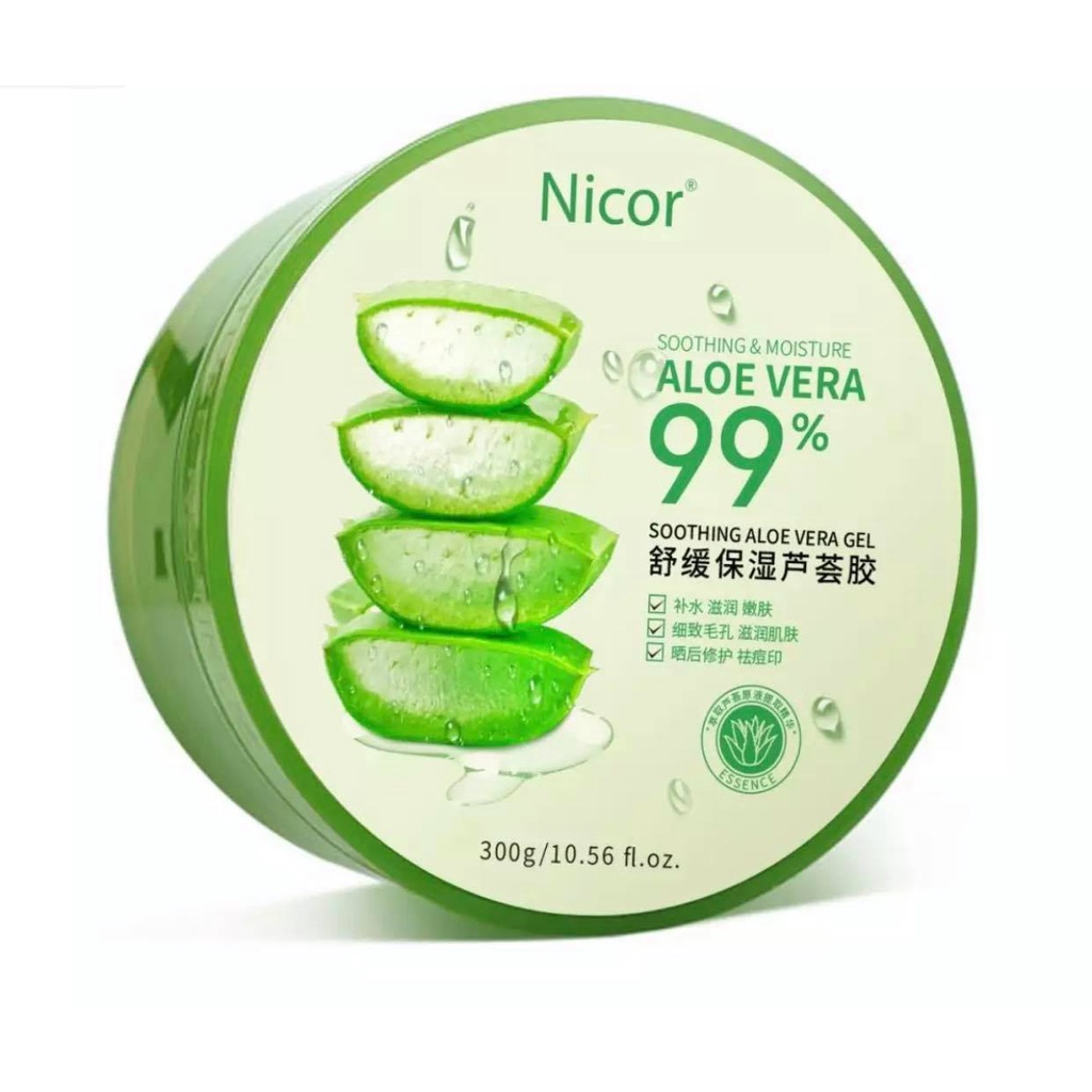 Gel nha đam lô hội Nicor Aloe Vera 99% 300ml dưỡng ẩm phục hồi da cháy nắng, se khít lỗ chân lông mặt nạ ngủ | BigBuy360 - bigbuy360.vn