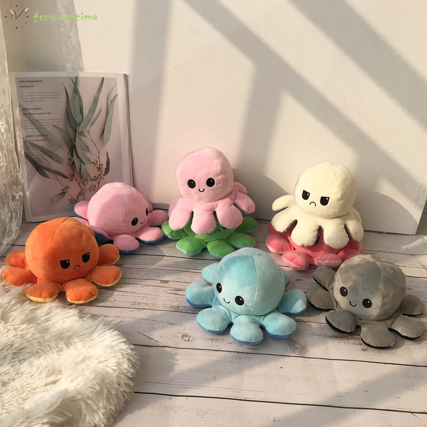 20CM Reversible Octopus two color Bạch tuộc nhồi bông cảm xúc