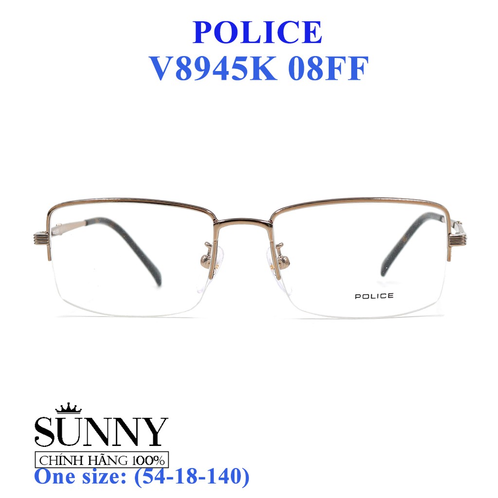 Gọng kính thời trang chính hãng Police V8945K 08FF (54-18-140), thiết kế dễ đeo bảo vệ mắt