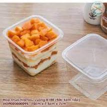 [An Toàn – Tiết Kiệm]  Bộ 50 hộp nhựa đựng Tiramisu vuông HT10-8 kèm nắp (B108)