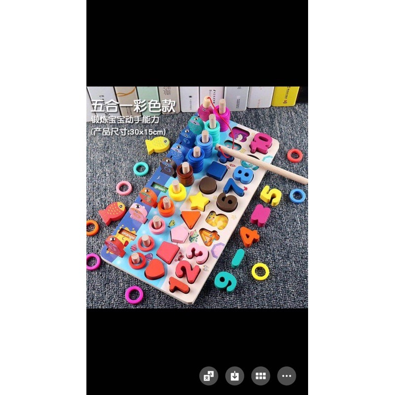 Bộ Đồ Chơi Gỗ Câu Cá Số Tư Duy Và Hình Khối 87PCS