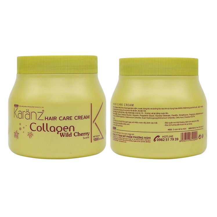 Hấp dầu  cao cấp phục hồi khô xơ hương Wild Cherry Karanz Hair Care Cream Collagen Wild Cherry scent 1000ml