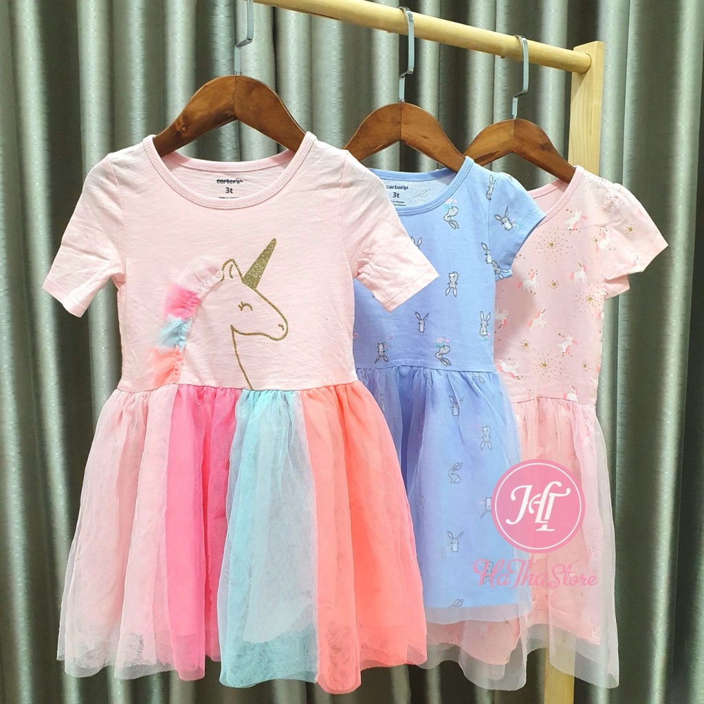 Dress / Đầm thun C'4RT£R cho bé gái (Dòng lớn 13-38kg)