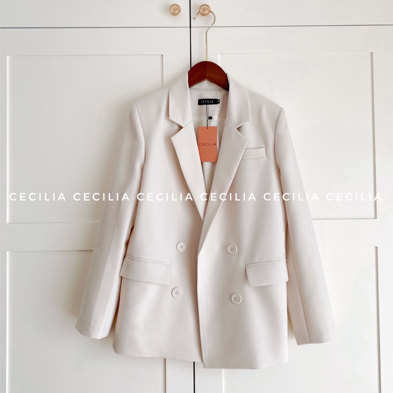 Áo blazer nữ dài tay 2 lớp CECILIA Design thiết kế AZURA (ảnh thật), khoác vest form suông có lót, đệm vai, dài qua mông | BigBuy360 - bigbuy360.vn