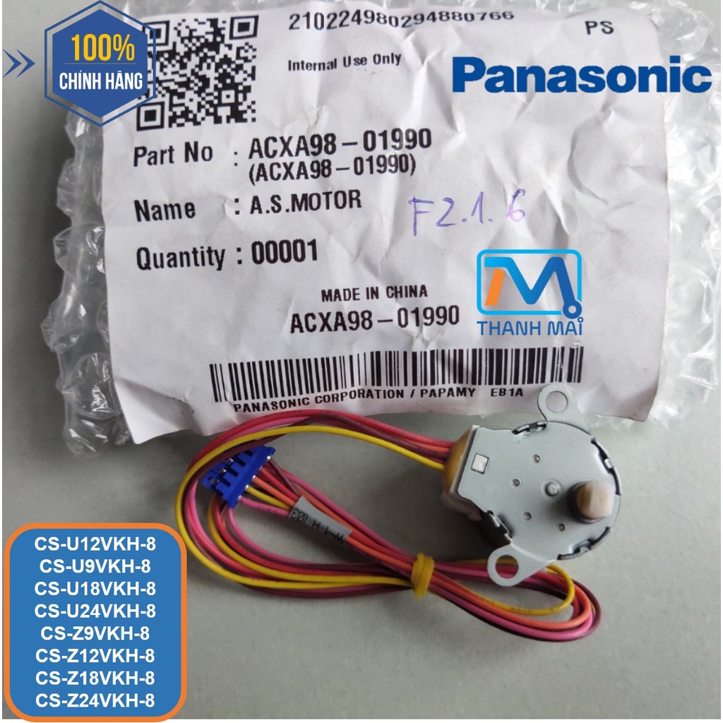 Motor đảo gió lên xuống (nhỏ) máy lạnh Panasonic model U12VKH-8 U9VKH-8 U18VKH-8 U24VKH-8 XU9UKH-8 CS-XU12UKH