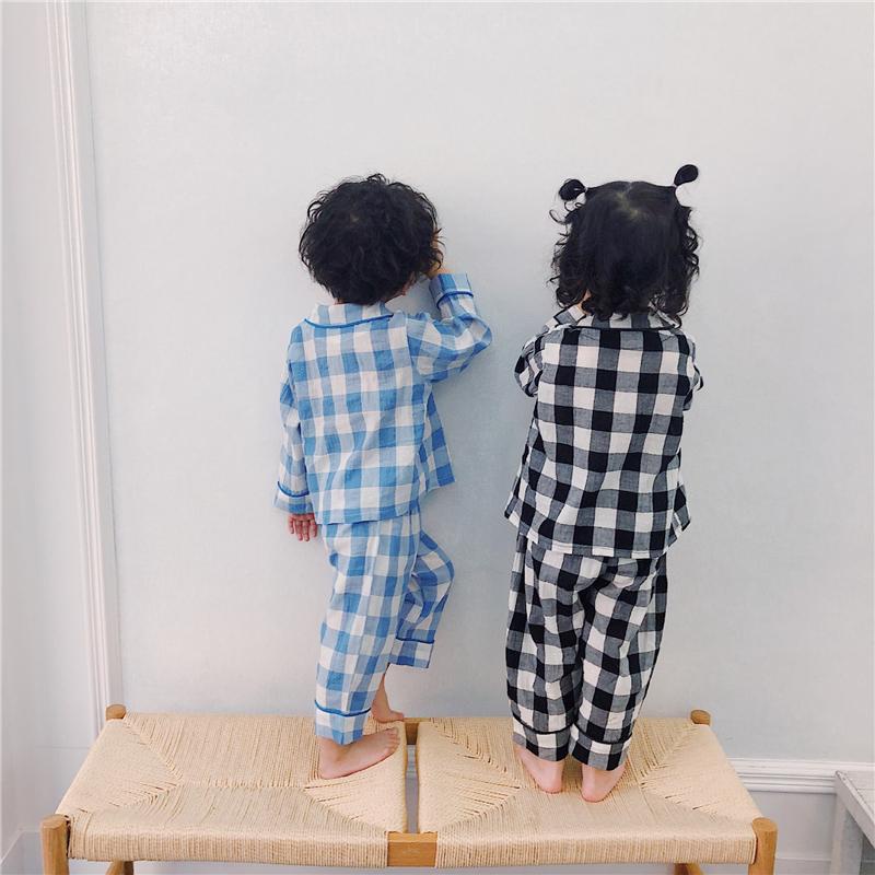 Bộ ngủ pijama caro tay dài cho bé trai và bé gái từ 6-19kg