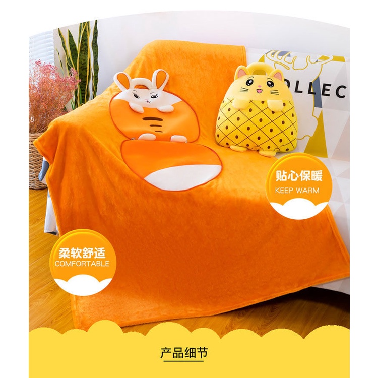 Bộ Chăn Gối Hình Trái Cây Dễ Thương Chất Liệu Dày Dặn Phù Hợp Cho Mùa Hè