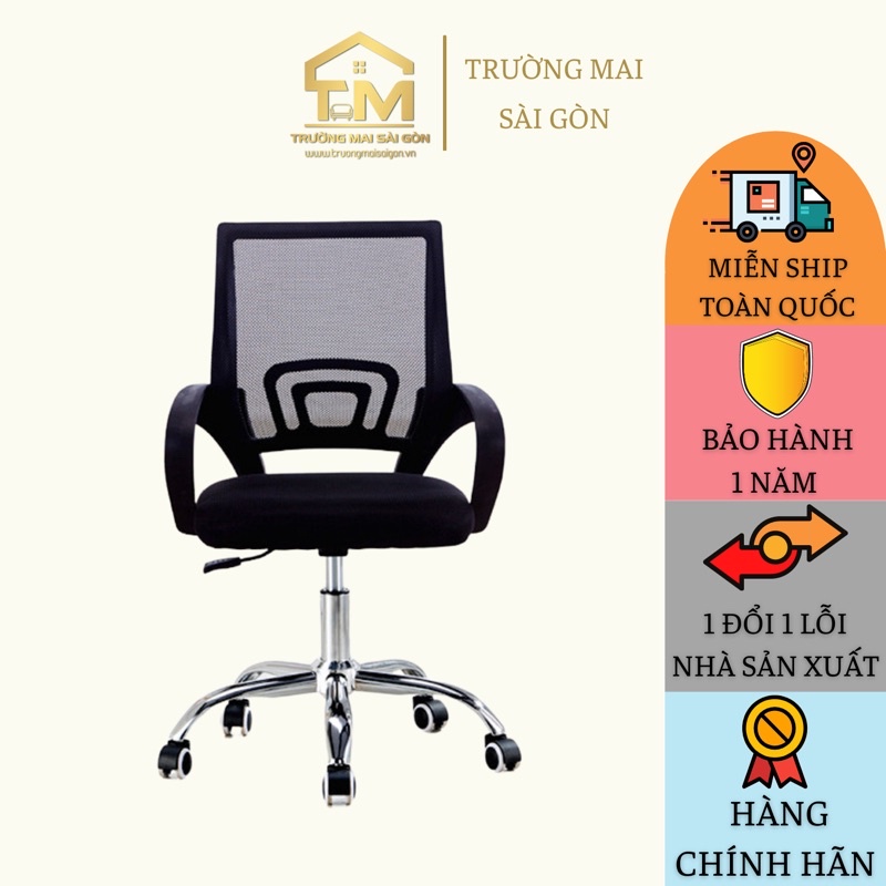 ghế xoay làm việc văn phòng lưng lưới xoay tròn 360 độ cao cấp Trường Mai Sài Gòn