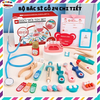Bộ đồ chơi bác sĩ bằng gỗ 24 chi tiết, đồ chơi cho bé gái tập làm bác sĩ, đồ chơi thông minh cho bé(304)