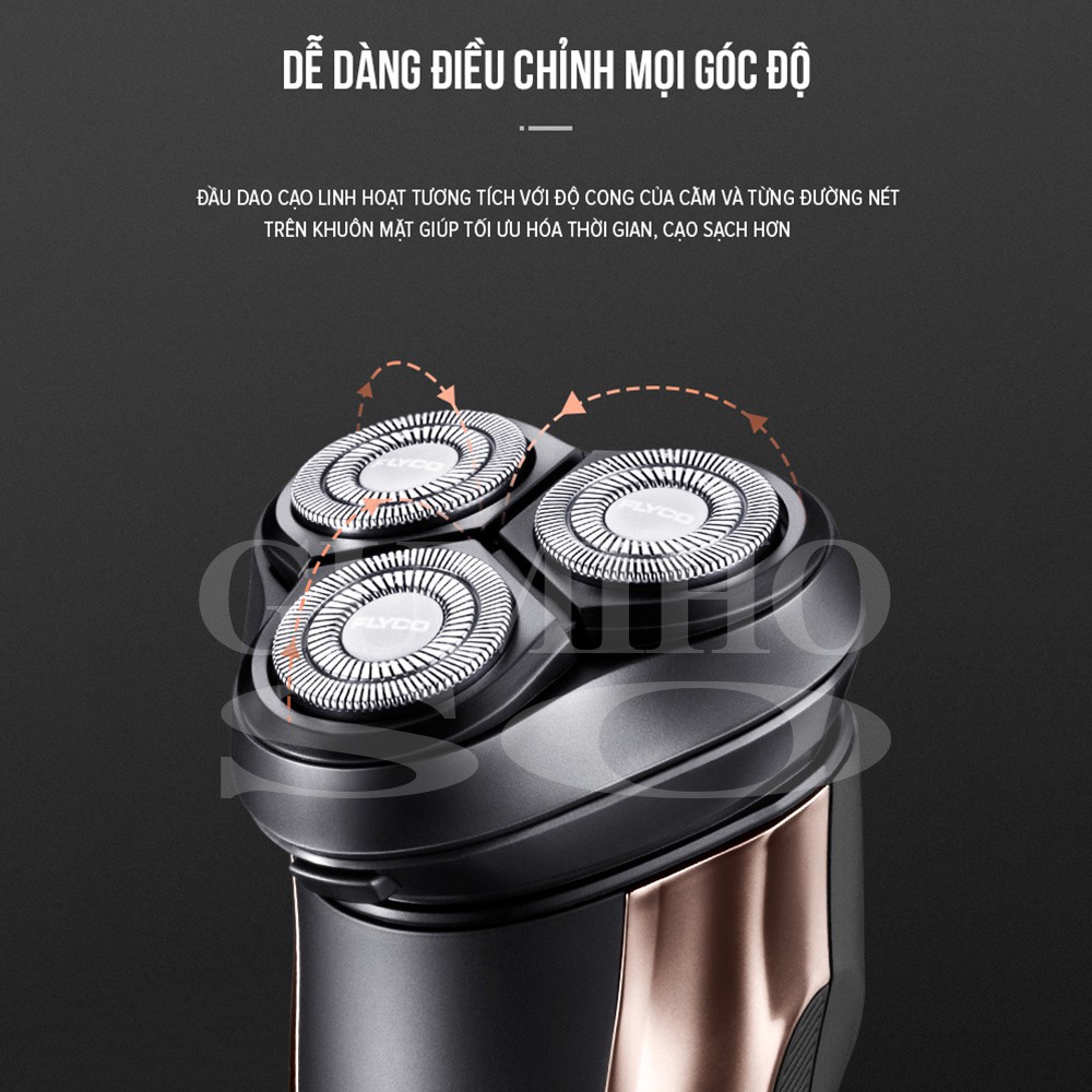 Máy Cạo Râu Đa Năng ✅ FreeShip ✅ Flyco 3 Lưỡi Kép Thân Máy Kháng Nước Sạc Nhanh 1 Giờ FS317VN Hàng Chính Hãng - Gumihos