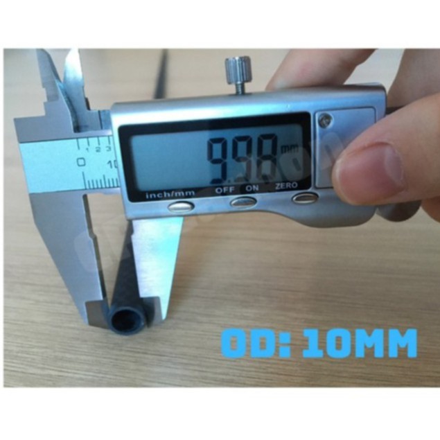 Ống Carbon 3K rỗng dài 1 mét đường kính ngoài 10mm, đường kính trong 8mm