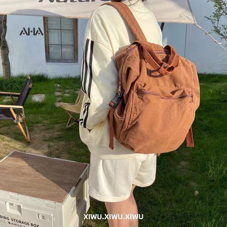 Balo AHA OFFICIAL vải canvas đơn giản phong cách cổ điển dành cho nữ