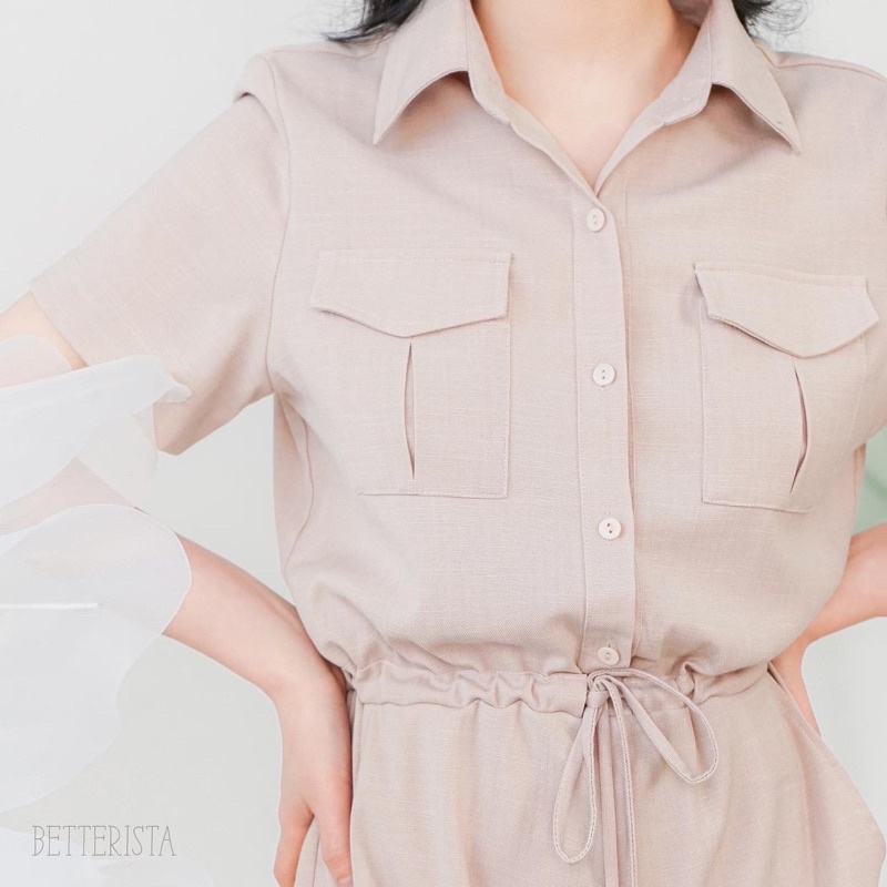 Bộ liền Romper Betterista  2 màu be và cam gạch