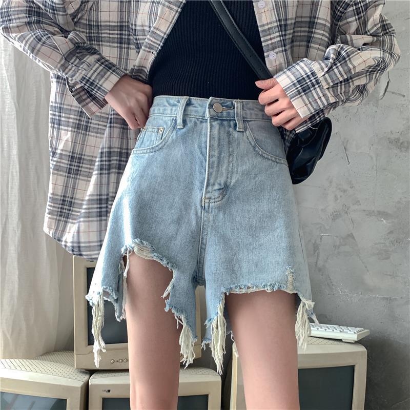 Quần Short Denim Ống Rộng Lưng Cao Thời Trang Dành Cho Nữ