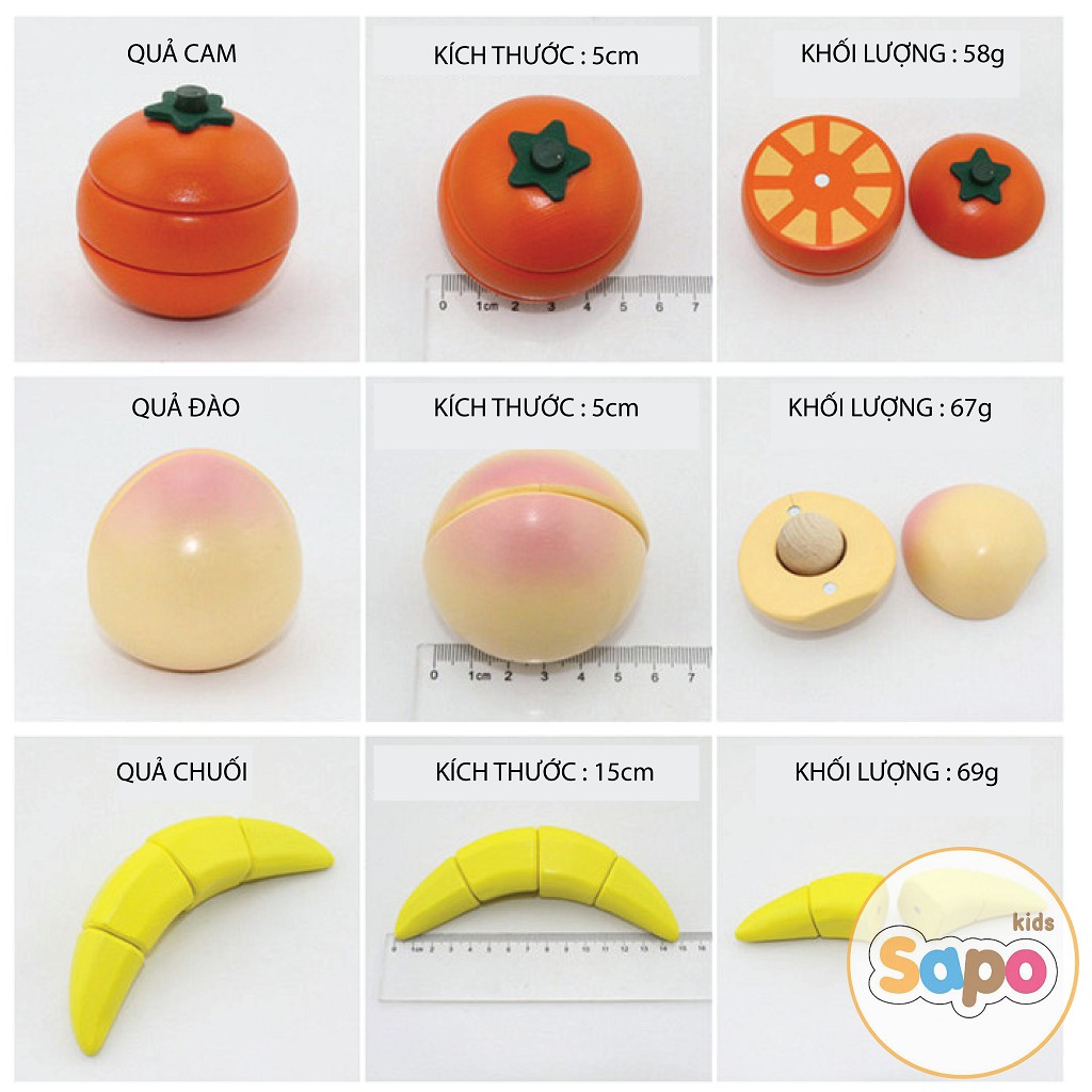 Bộ đồ chơi cắt trái cây bằng gỗ giáo dục sớm cho trẻ theo phương pháp Montessori đồ chơi giáo dục trẻ em SAPO KIDS