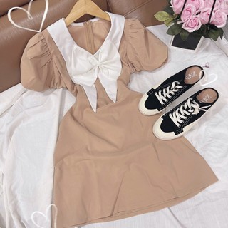 ĐẦM NUDE CỔ TRẮNG