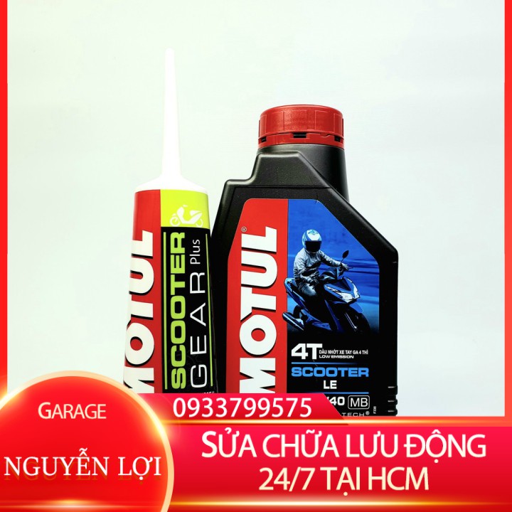 [ SỬA CHỮA LƯU ĐỘNG 24/7 HCM ] Motul Scooter 10W40 800ml/1L tặng Motul Gear Oil 80W90 120ml nhớt hợp số nhớt máy xe tay