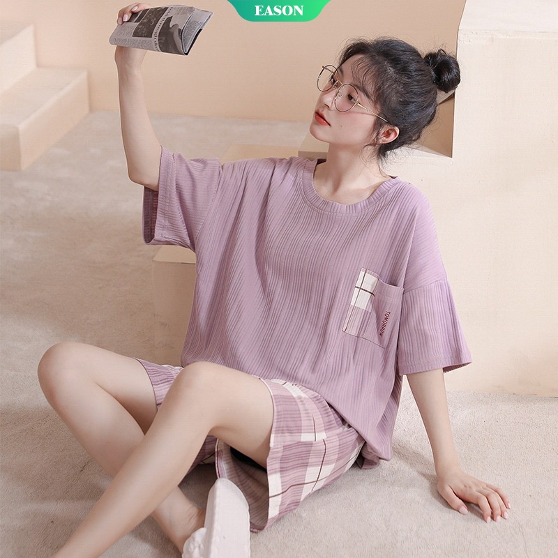 Bộ Đồ Ngủ Tay Ngắn In Họa Tiết Hoạt Hình Dễ Thương Thời Trang Mùa Hè Cho Nữ M-2Xl