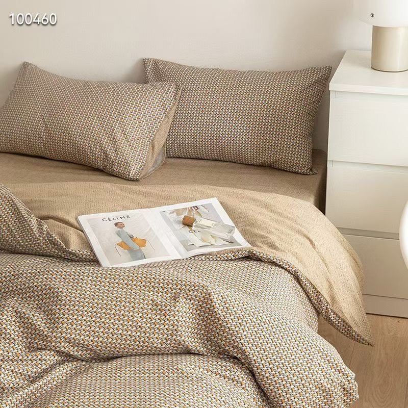 Set Chăn Ga Cotton Living Kẻ Thoáng Mát Sang Chảnh (Shinbedding)