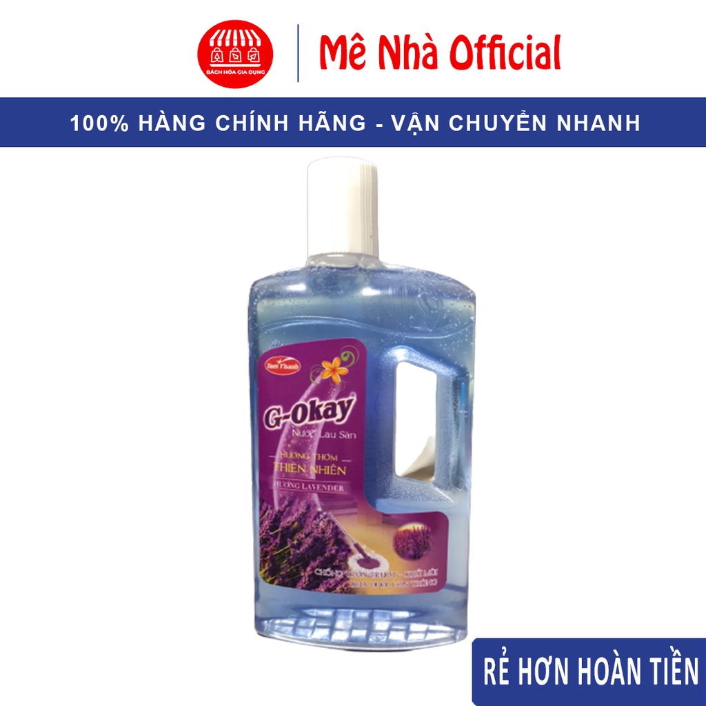 Nước Lau Sàn G-Okay Hương Lavender, Thơm Mát, Thư Giã, Ngăn Ngừa Nấm Mốc, Chai 1 Lít